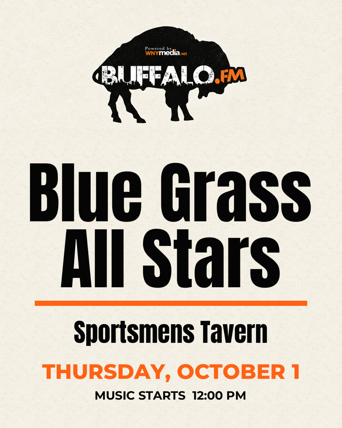 Blue Grass All Stars at Sportsmens Tavern, Thursday, October 1, 12:00 PM