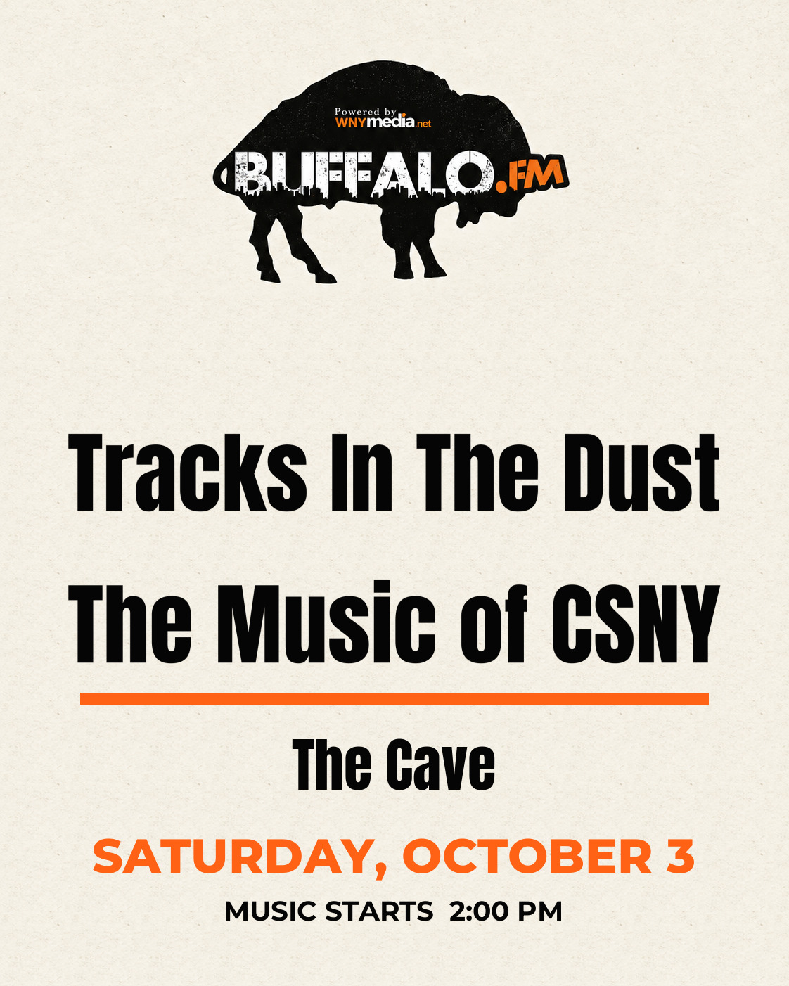 Tracks In The Dust The Music of CSNY at The Cave, Saturday, October 3, 2:00 PM