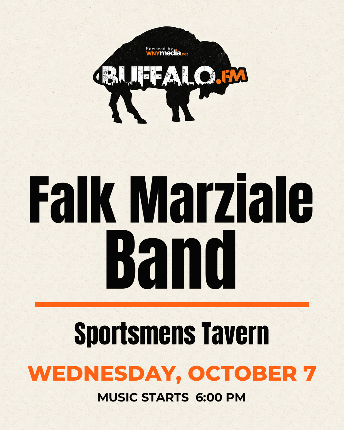 Falk Marziale Band at Sportsmens Tavern, Wednesday, October 7, 6:00 PM