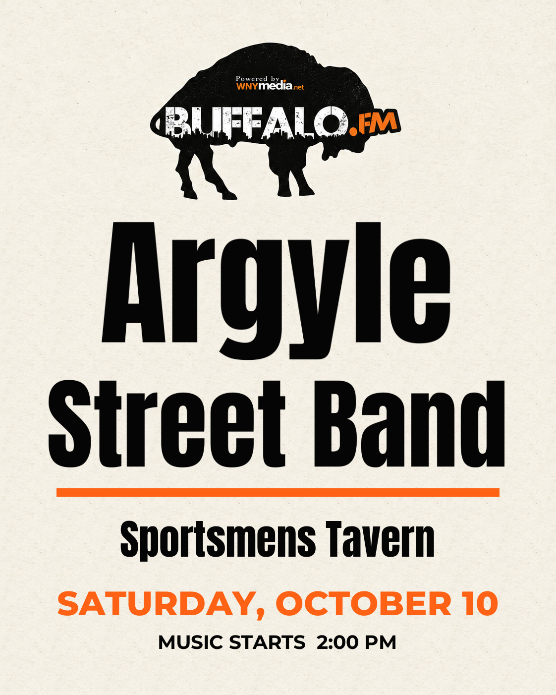 Argyle Street Band at Sportsmens Tavern, Saturday, October 10, 2:00 PM