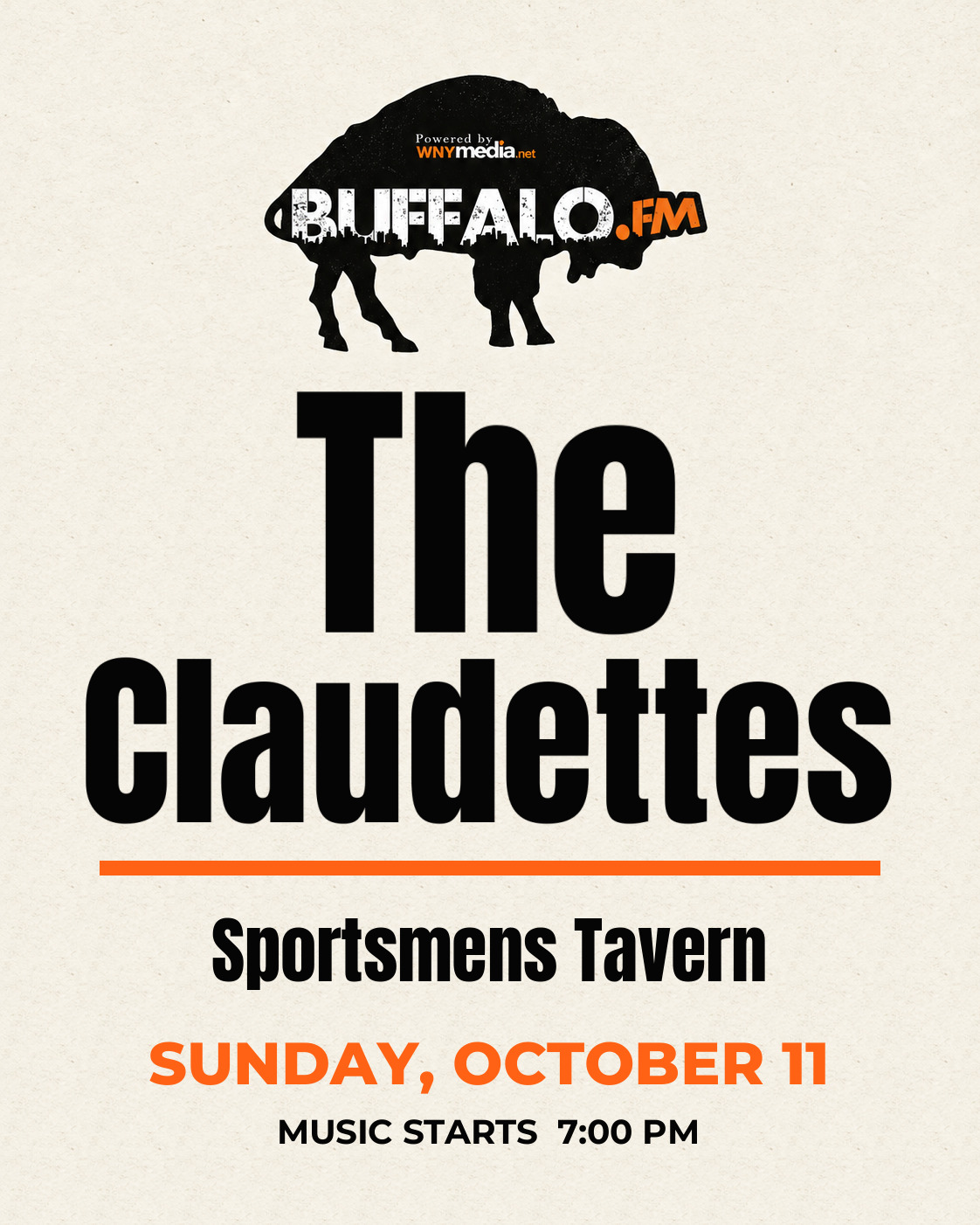 The Claudettes at Sportsmens Tavern, Sunday, October 11, 7:00 PM