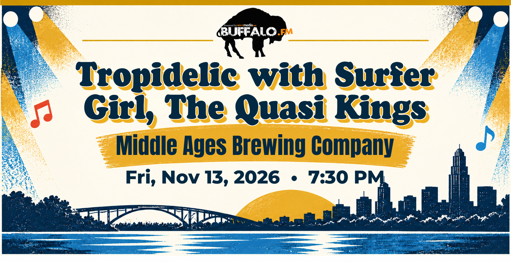 Tropidelic with Surfer Girl, The Quasi Kings at Middle Ages Brewing Company, Fri, Nov 13, 2026, 7:30 PM