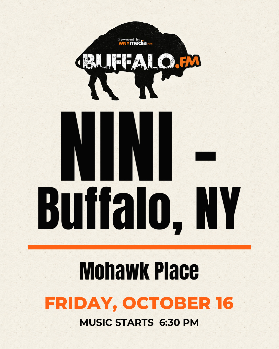 NINI - Buffalo, NY at Mohawk Place, Friday, October 16, 6:30 PM
