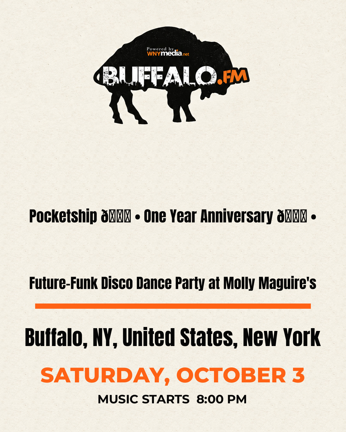 Pocketship 🚀 • One Year Anniversary 🎉 • Future-Funk Disco Dance Party at Molly Maguire's at Buffalo, NY, United States, New York, Saturday, October 3, 8:00 PM