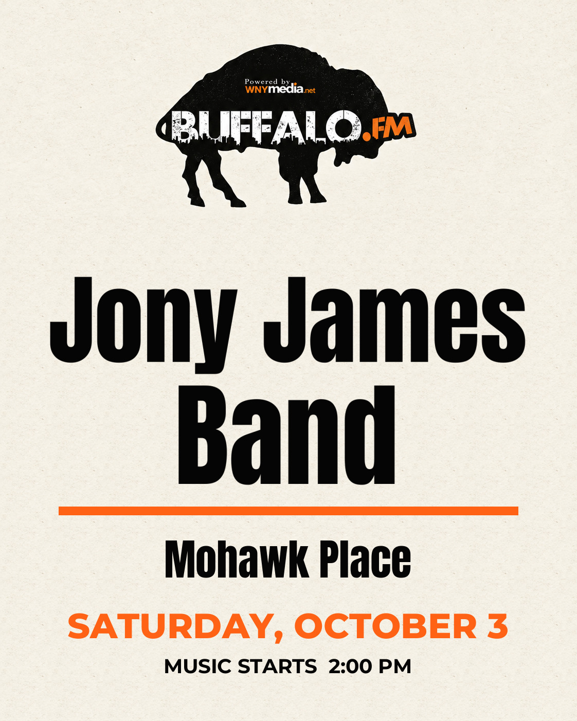 Jony James Band at Mohawk Place, Saturday, October 3, 2:00 PM