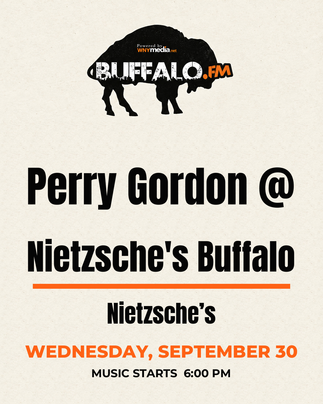 Perry Gordon @ Nietzsche's Buffalo at Nietzsche’s, Wednesday, September 30, 6:00 PM