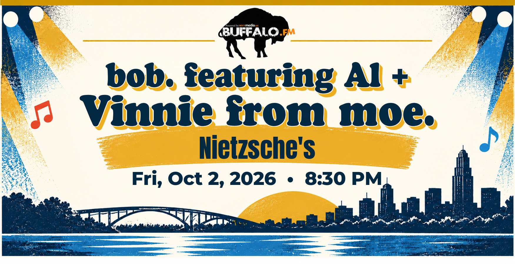bob. featuring Al + Vinnie from moe. at Nietzsche's, Fri, Oct 2, 2026, 8:30 PM