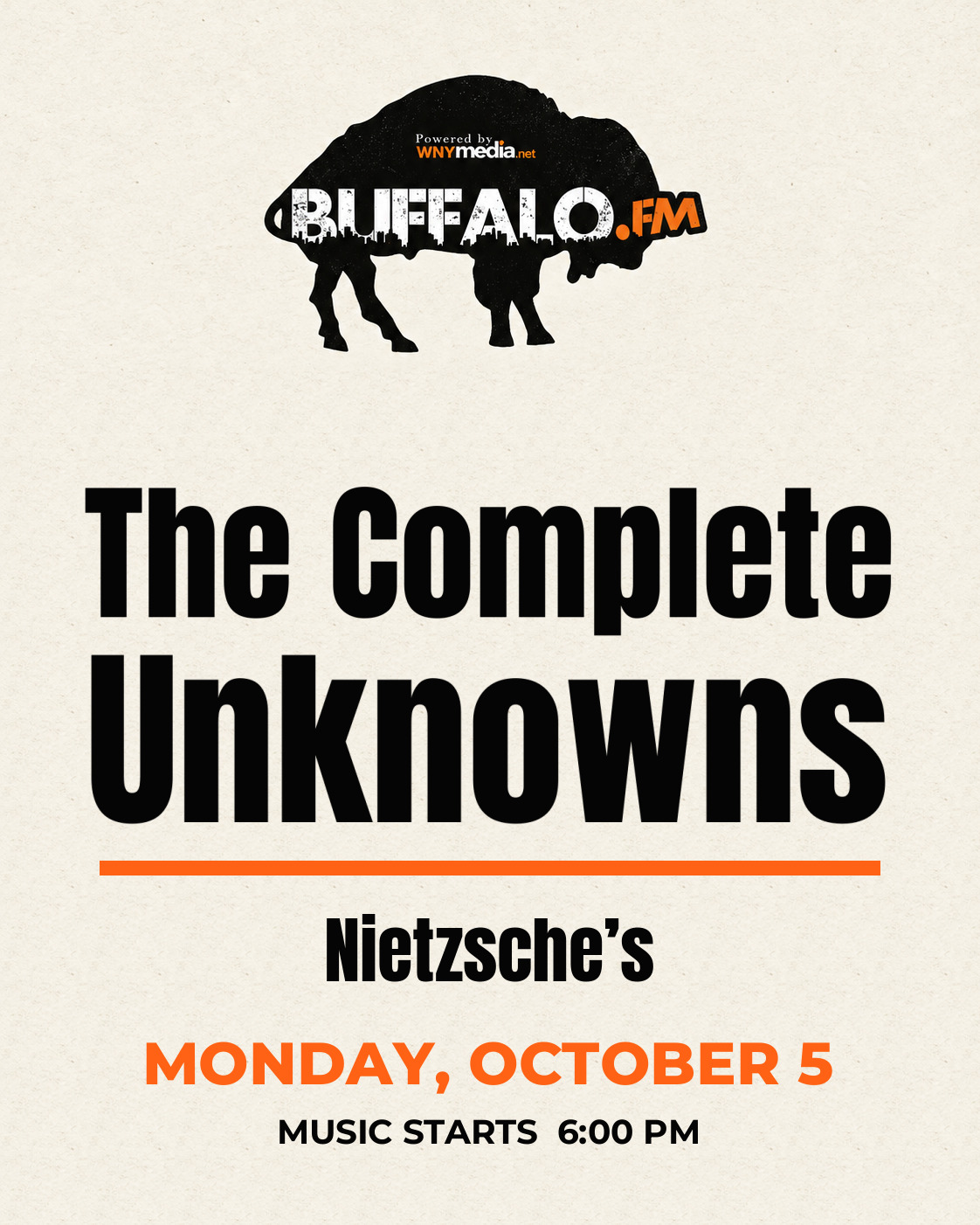 The Complete Unknowns at Nietzsche’s, Monday, October 5, 6:00 PM