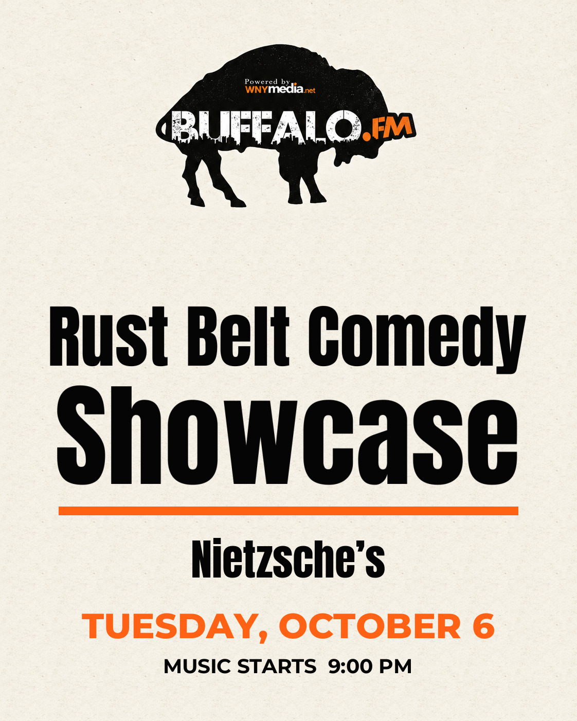 Rust Belt Comedy Showcase at Nietzsche’s, Tuesday, October 6, 9:00 PM