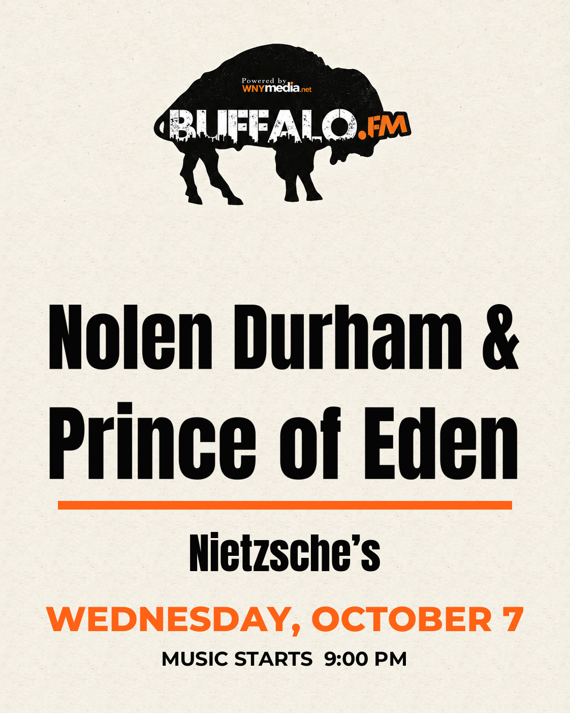 Nolen Durham & Prince of Eden at Nietzsche’s, Wednesday, October 7, 9:00 PM