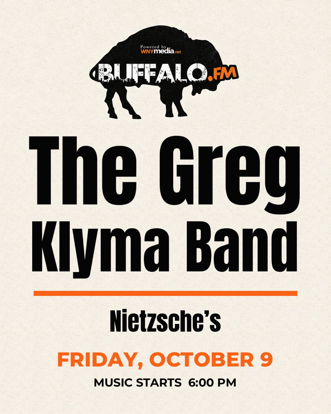 The Greg Klyma Band at Nietzsche’s, Friday, October 9, 6:00 PM