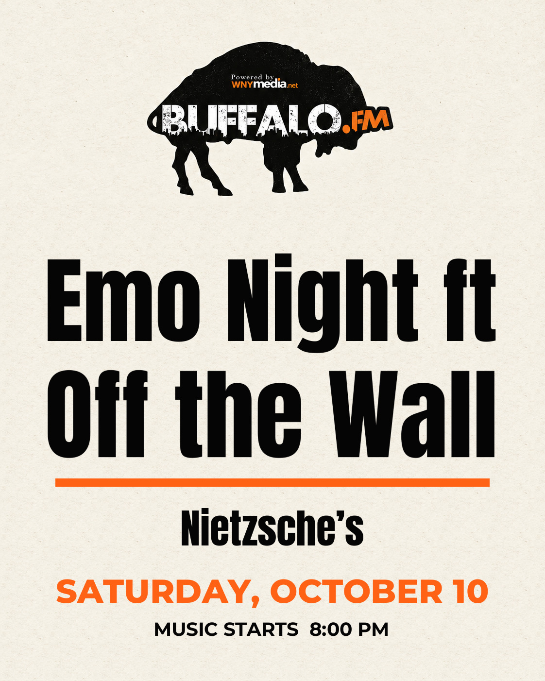 Emo Night ft Off the Wall at Nietzsche’s, Saturday, October 10, 8:00 PM