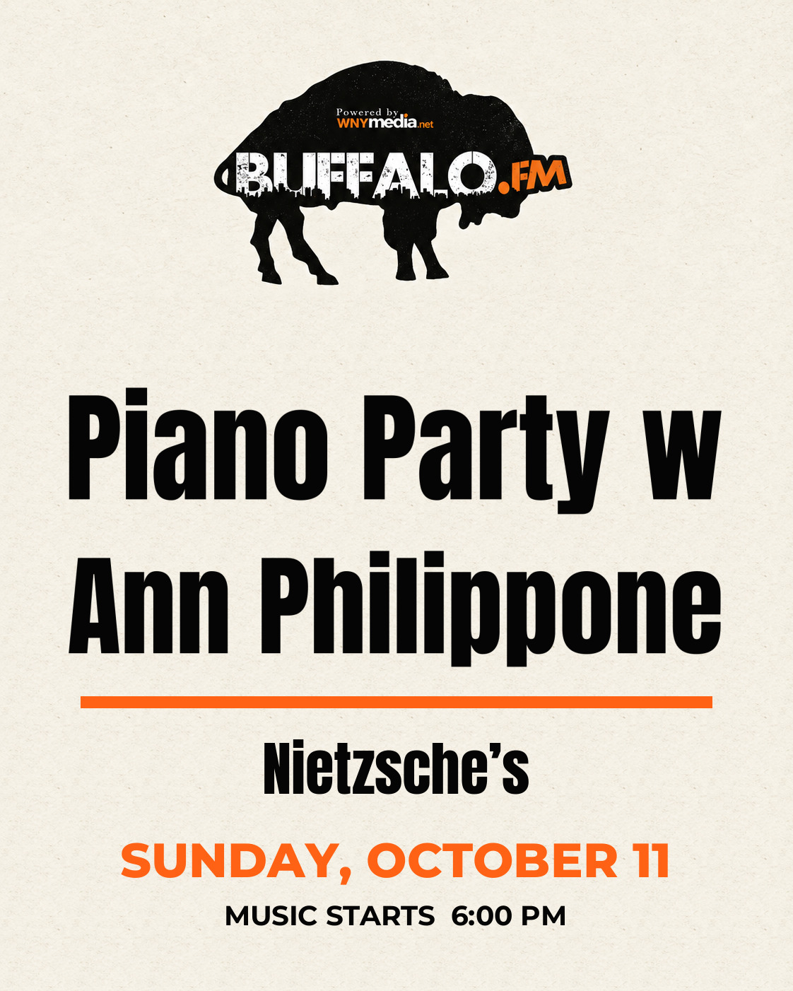 Piano Party w Ann Philippone at Nietzsche’s, Sunday, October 11, 6:00 PM