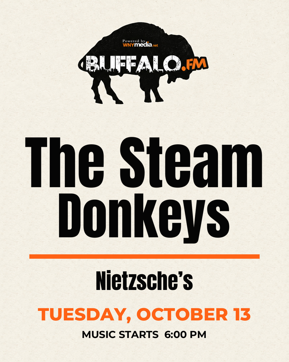 The Steam Donkeys at Nietzsche’s, Tuesday, October 13, 6:00 PM