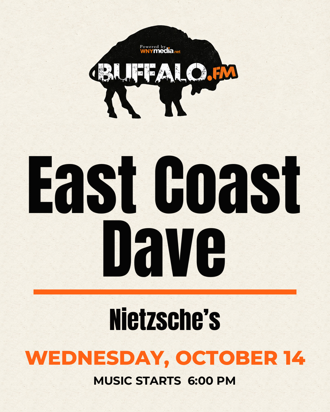 East Coast Dave at Nietzsche’s, Wednesday, October 14, 6:00 PM