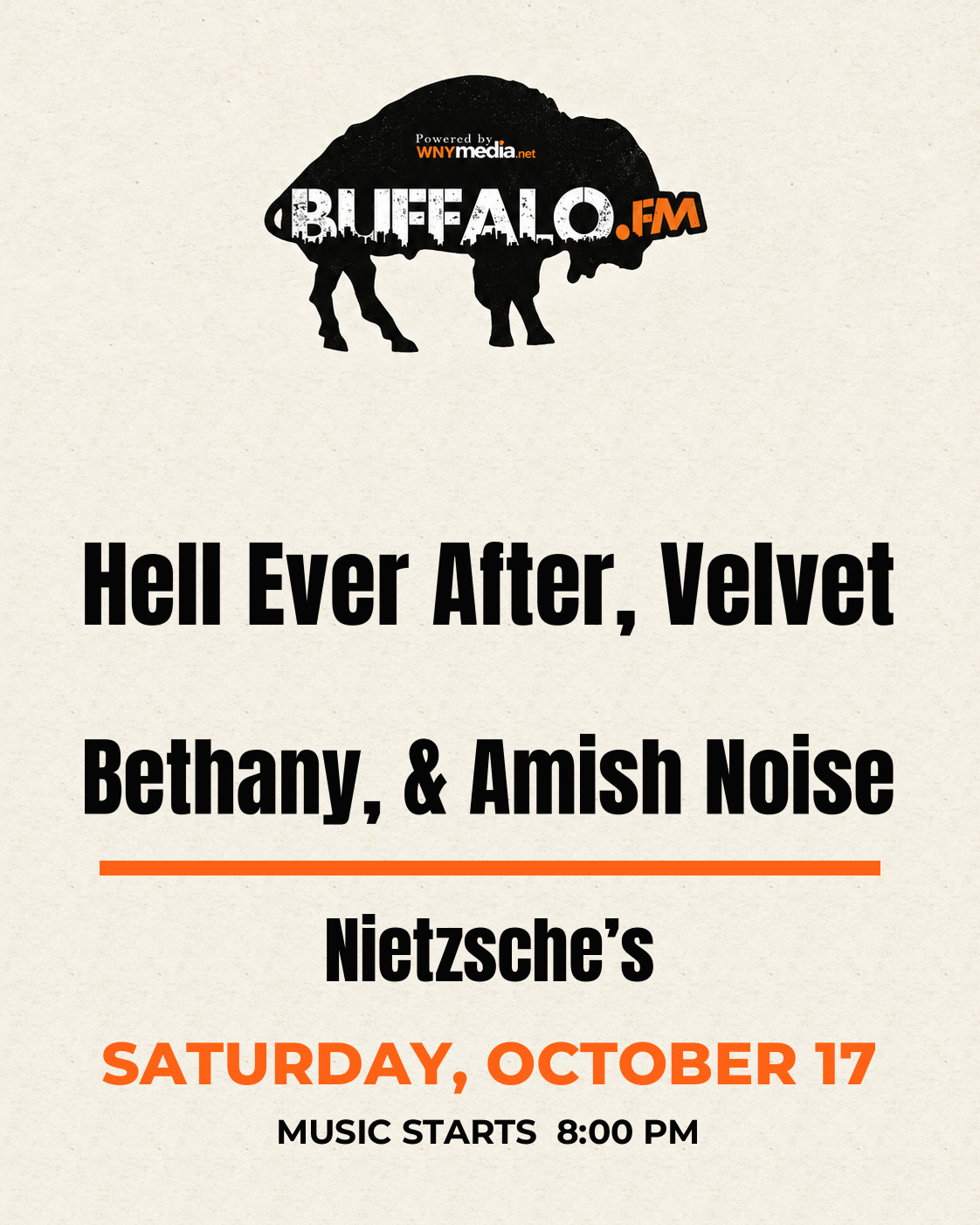 Hell Ever After, Velvet Bethany, & Amish Noise at Nietzsche’s, Saturday, October 17, 8:00 PM