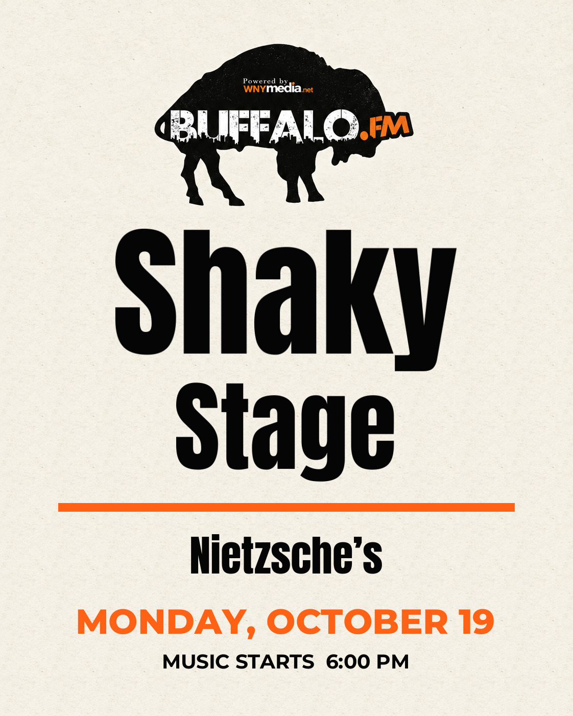 Shaky Stage at Nietzsche’s, Monday, October 19, 6:00 PM