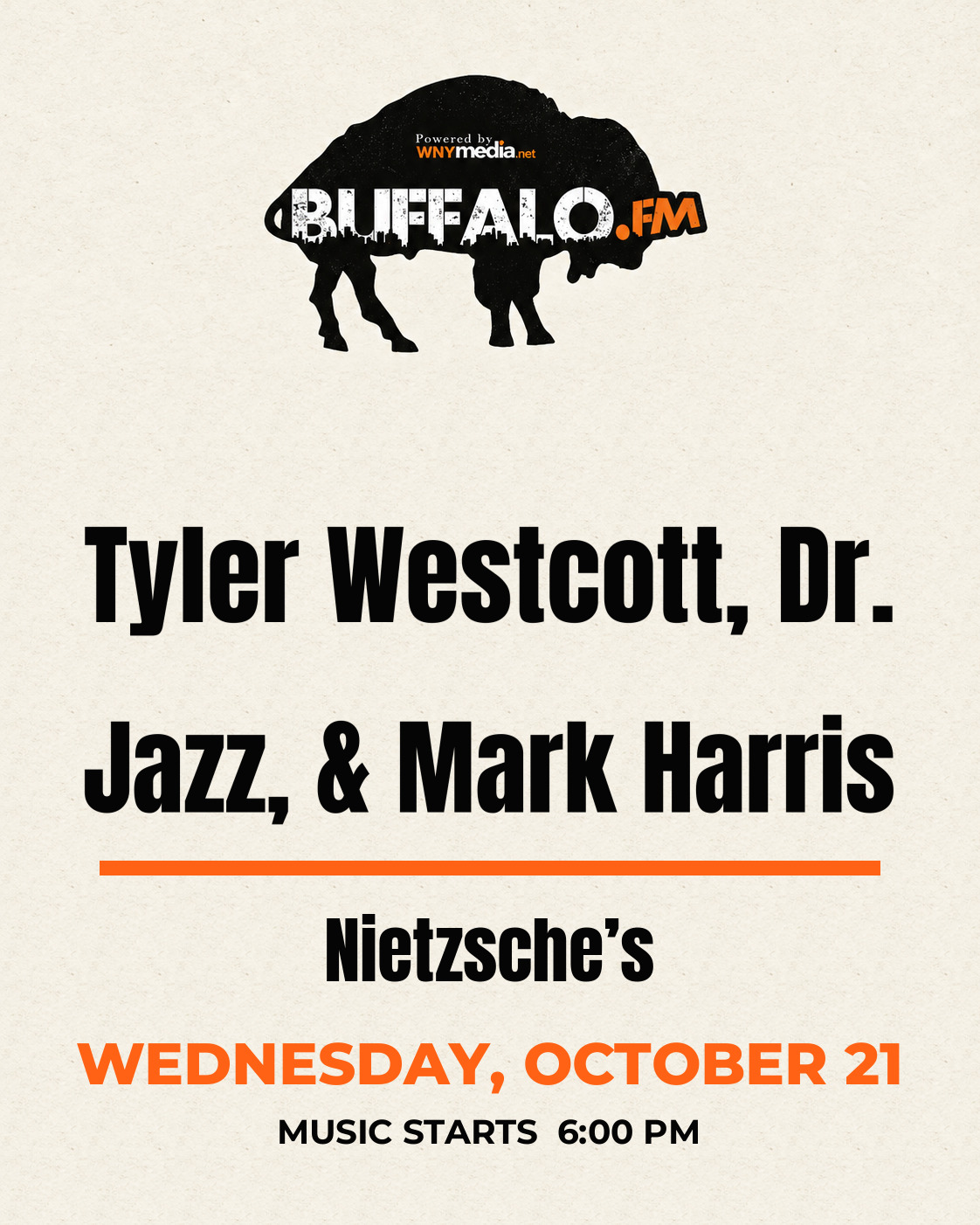 Tyler Westcott, Dr. Jazz, & Mark Harris at Nietzsche’s, Wednesday, October 21, 6:00 PM