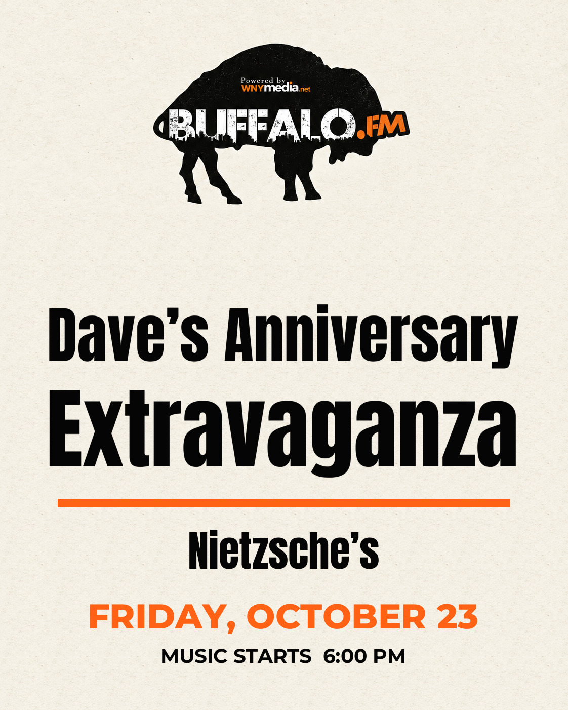 Dave’s Anniversary Extravaganza at Nietzsche’s, Friday, October 23, 6:00 PM