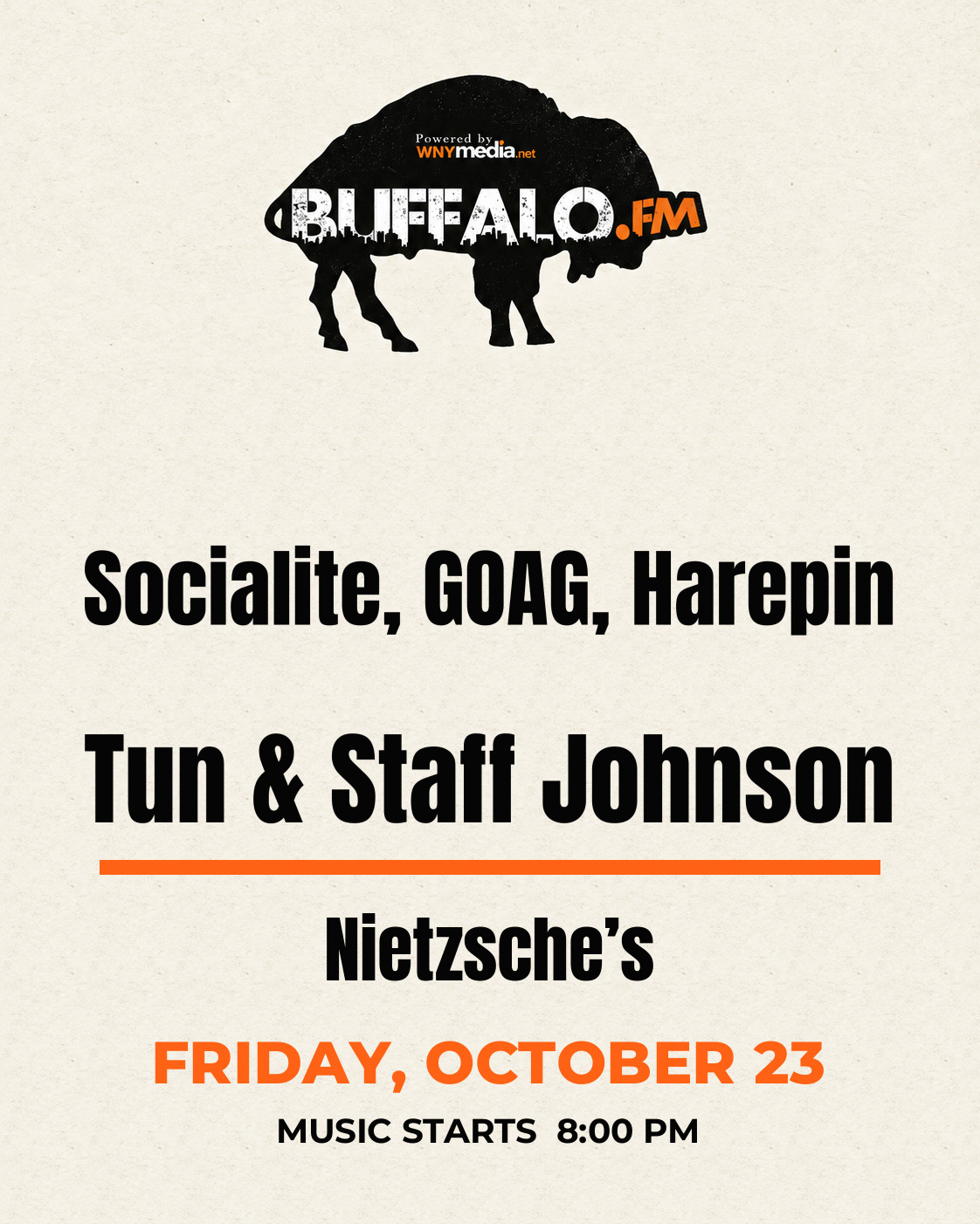 Socialite, GOAG, Harepin Tun & Staff Johnson at Nietzsche’s, Friday, October 23, 8:00 PM
