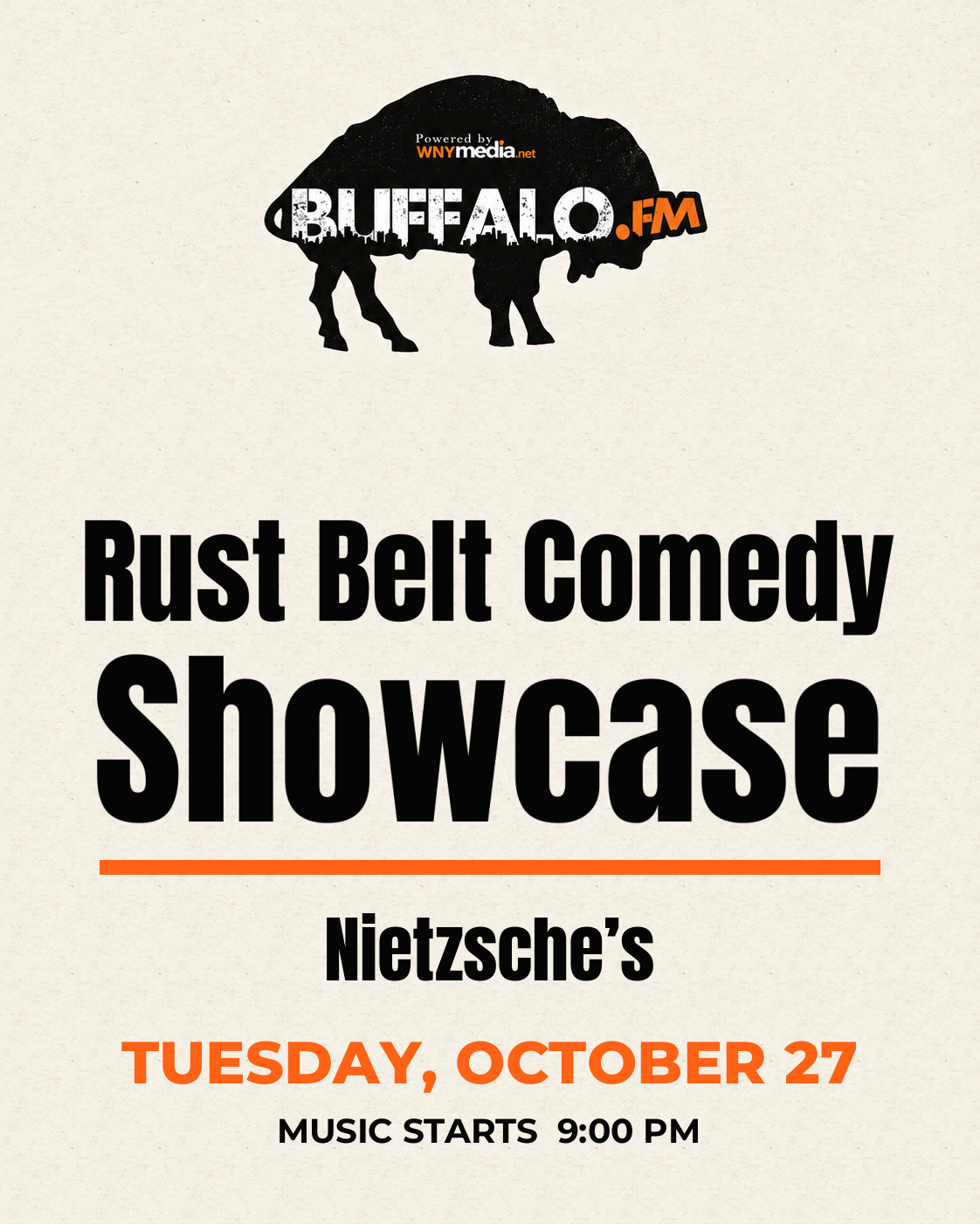 Rust Belt Comedy Showcase at Nietzsche’s, Tuesday, October 27, 9:00 PM
