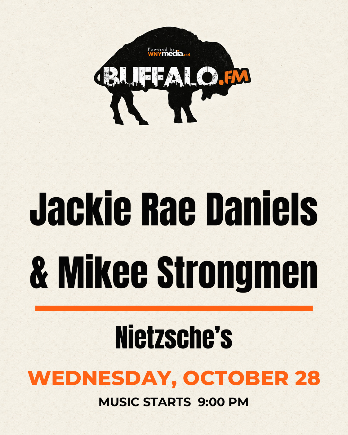 Jackie Rae Daniels & Mikee Strongmen at Nietzsche’s, Wednesday, October 28, 9:00 PM