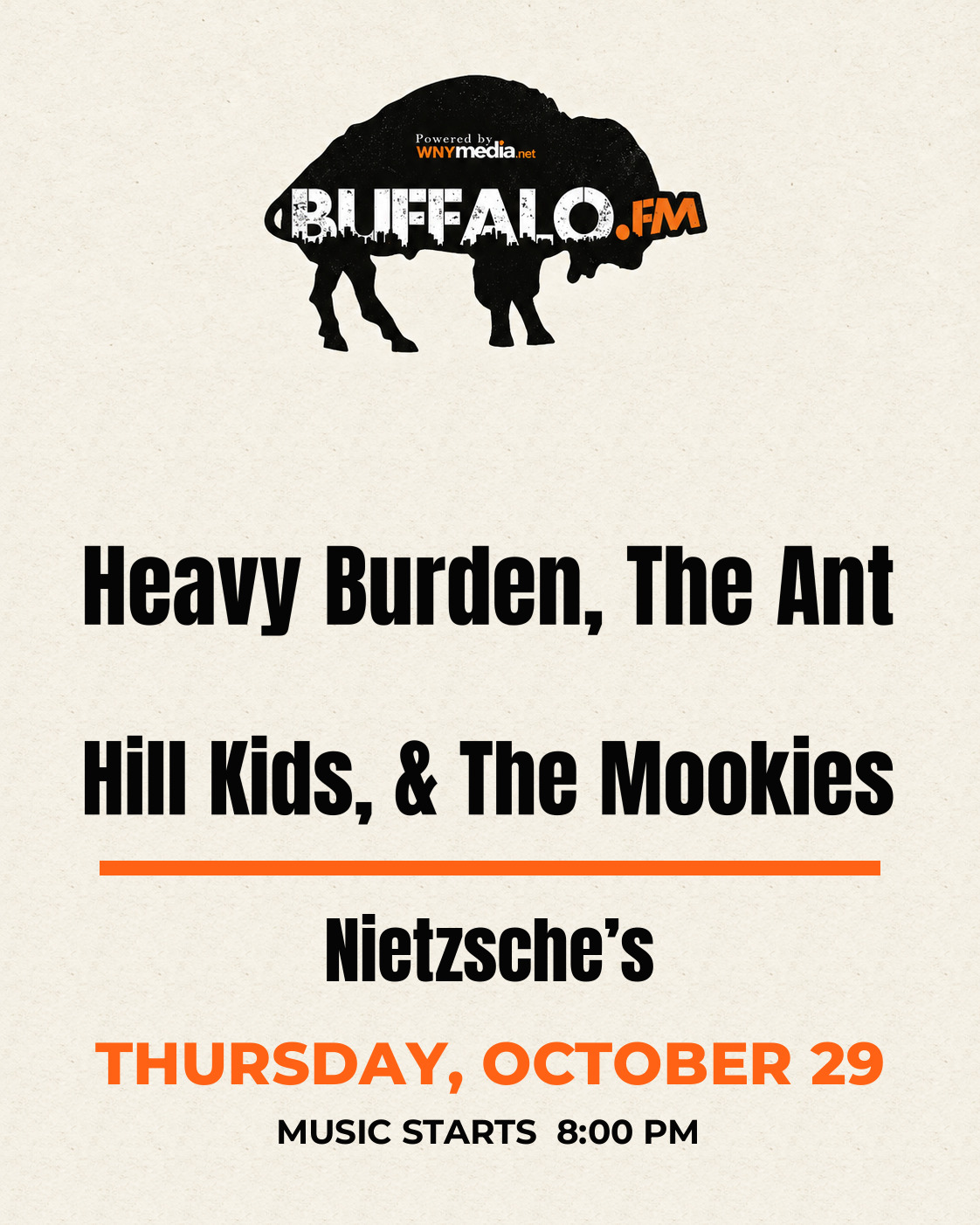 Heavy Burden, The Ant Hill Kids, & The Mookies at Nietzsche’s, Thursday, October 29, 8:00 PM