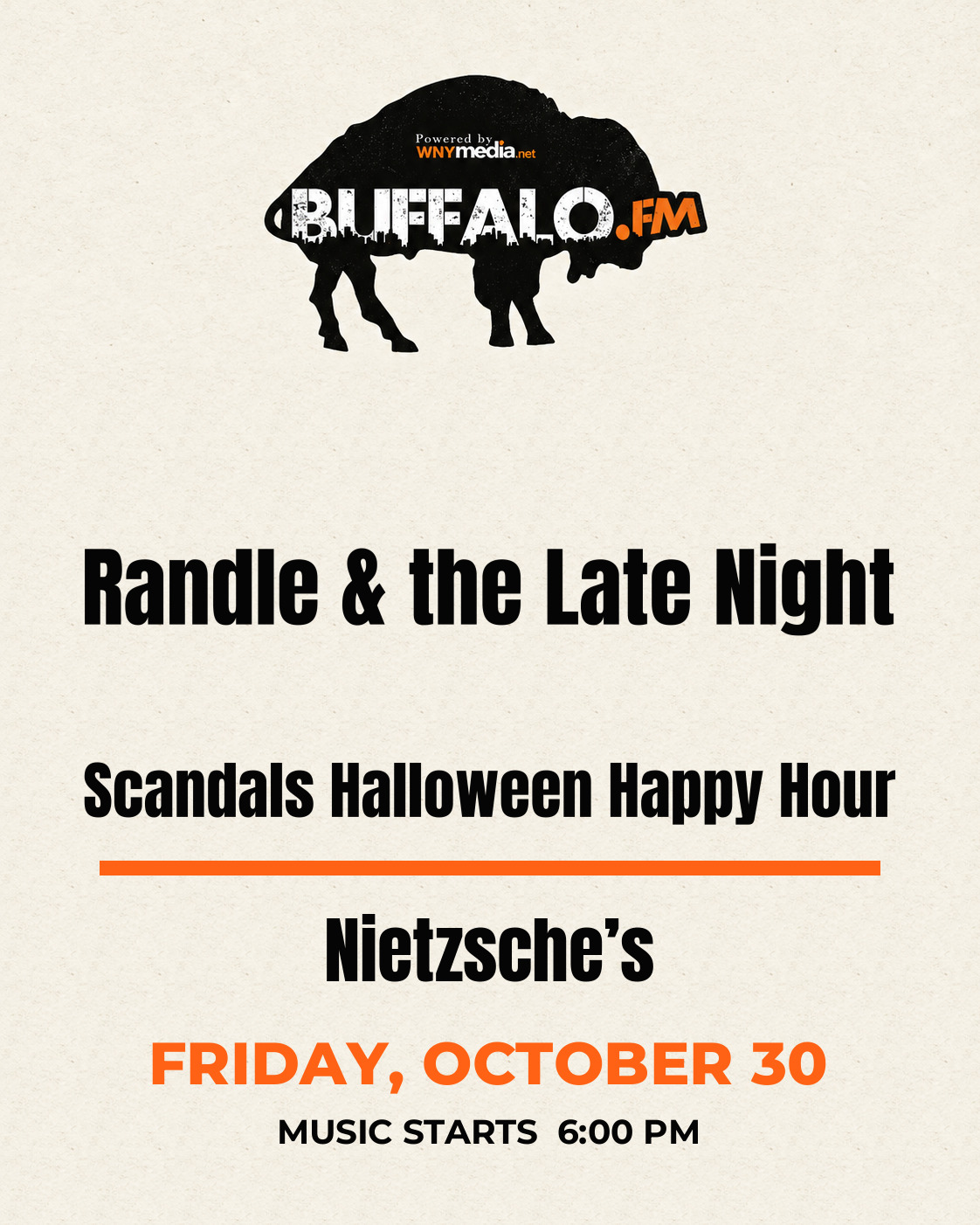 Randle & the Late Night Scandals Halloween Happy Hour at Nietzsche’s, Friday, October 30, 6:00 PM