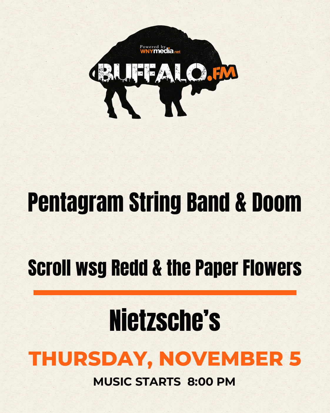 Pentagram String Band & Doom Scroll wsg Redd & the Paper Flowers at Nietzsche’s, Thursday, November 5, 8:00 PM