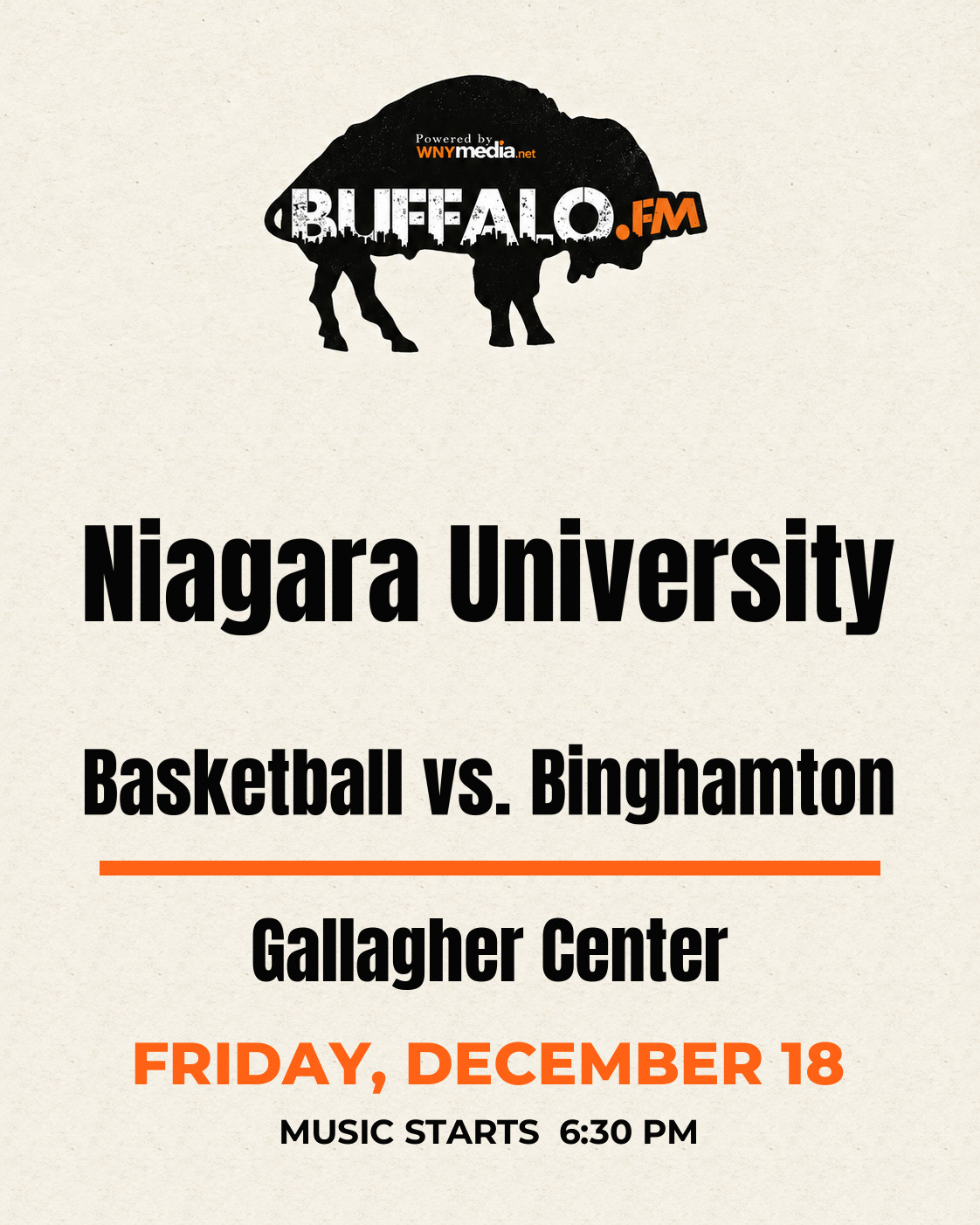 Niagara University Basketball vs. Binghamton at Gallagher Center, Friday, December 18, 6:30 PM