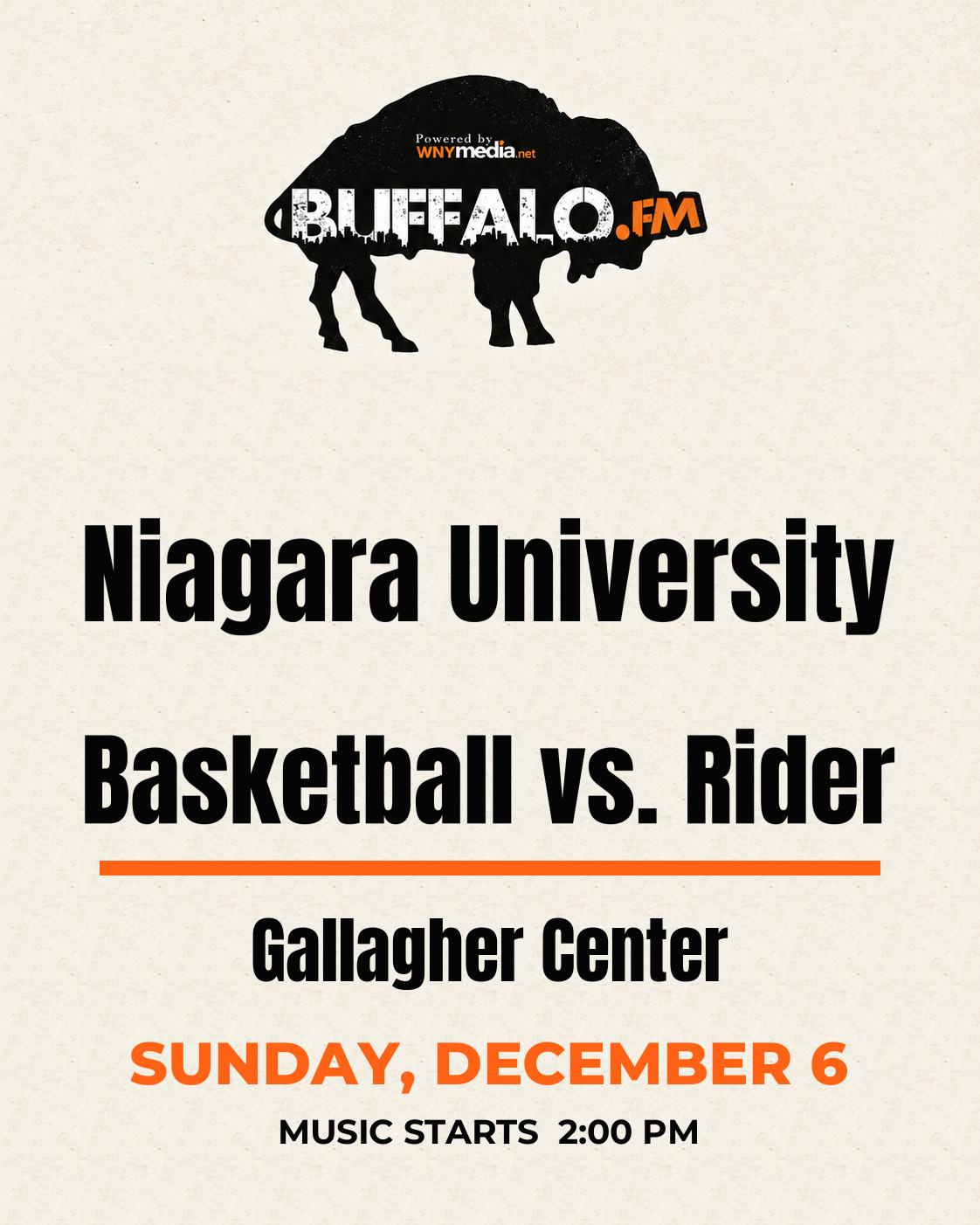 Niagara University Basketball vs. Rider at Gallagher Center, Sunday, December 6, 2:00 PM