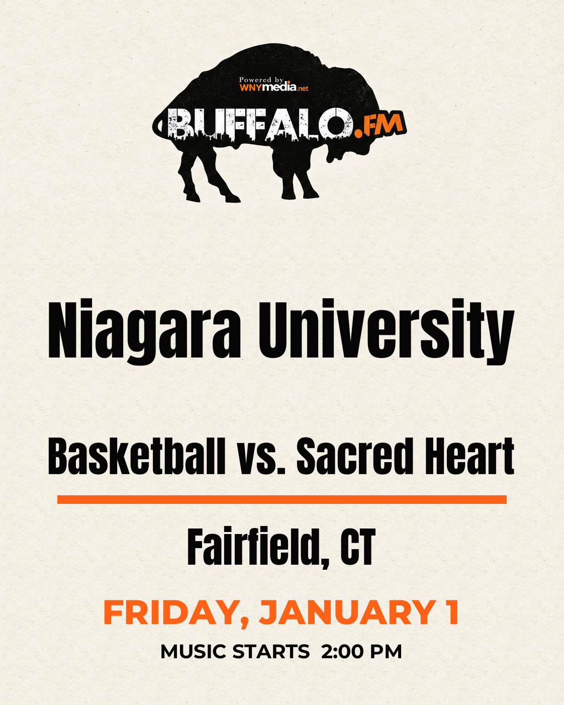 Niagara University Basketball vs. Sacred Heart at Fairfield, CT, Friday, January 1, 2:00 PM