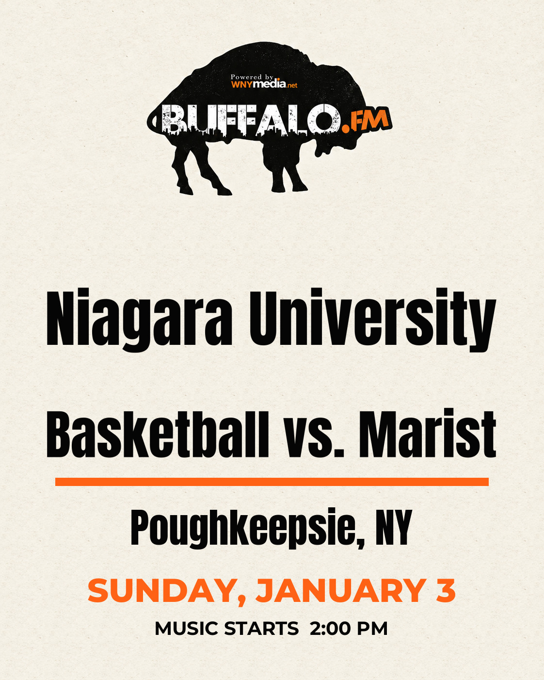 Niagara University Basketball vs. Marist at Poughkeepsie, NY, Sunday, January 3, 2:00 PM