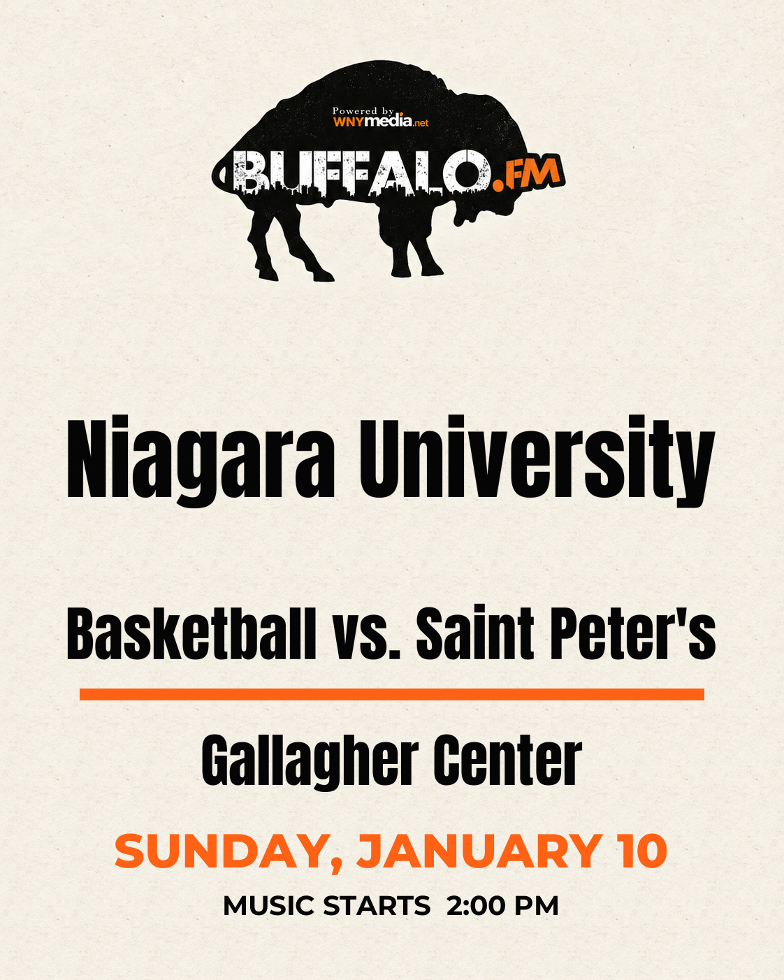 Niagara University Basketball vs. Saint Peter's at Gallagher Center, Sunday, January 10, 2:00 PM