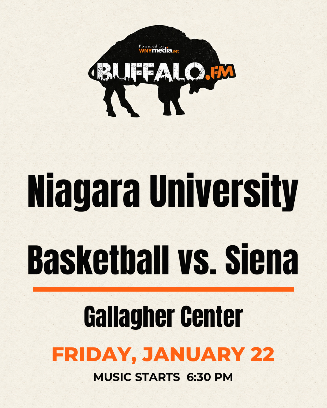Niagara University Basketball vs. Siena at Gallagher Center, Friday, January 22, 6:30 PM