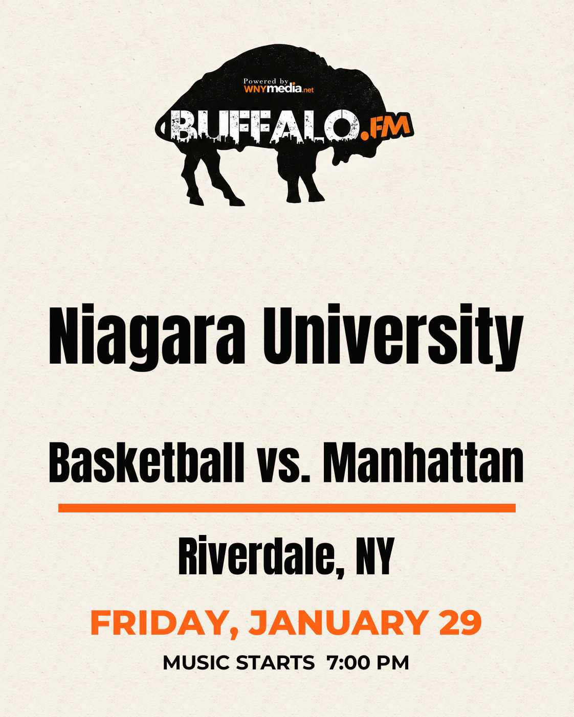 Niagara University Basketball vs. Manhattan at Riverdale, NY, Friday, January 29, 7:00 PM
