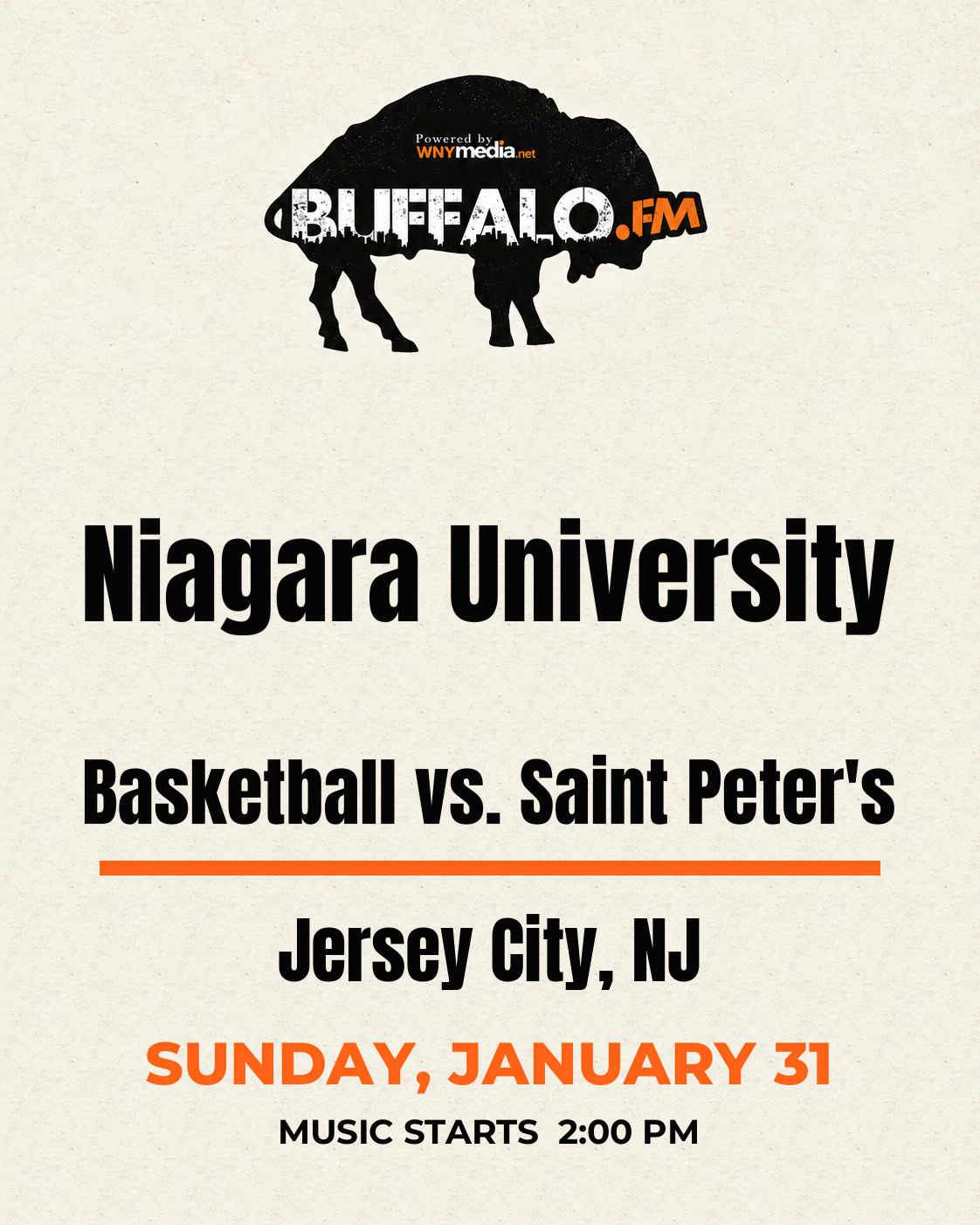Niagara University Basketball vs. Saint Peter's at Jersey City, NJ, Sunday, January 31, 2:00 PM