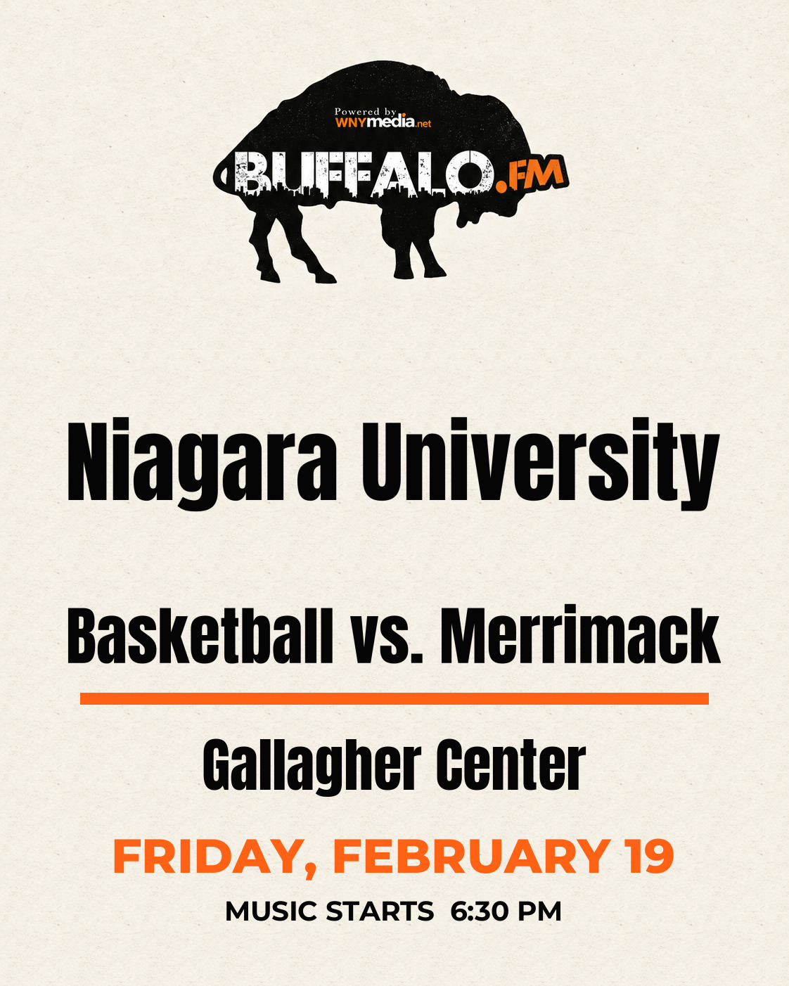 Niagara University Basketball vs. Merrimack at Gallagher Center, Friday, February 19, 6:30 PM