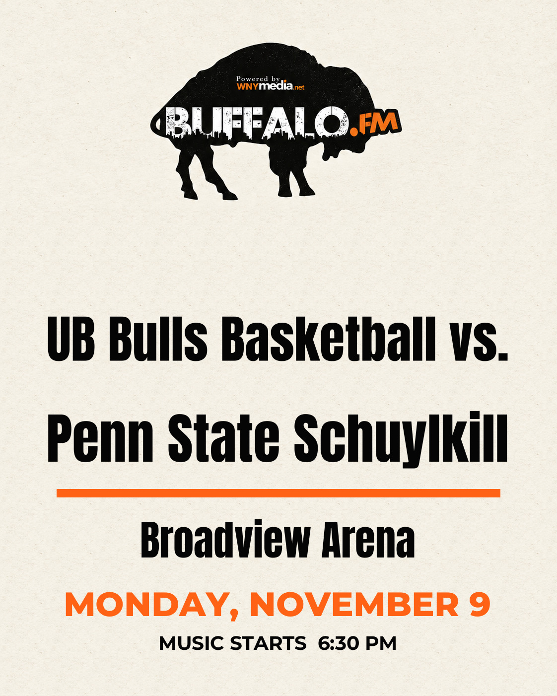 UB Bulls Basketball vs. Penn State Schuylkill at Broadview Arena, Monday, November 9, 6:30 PM