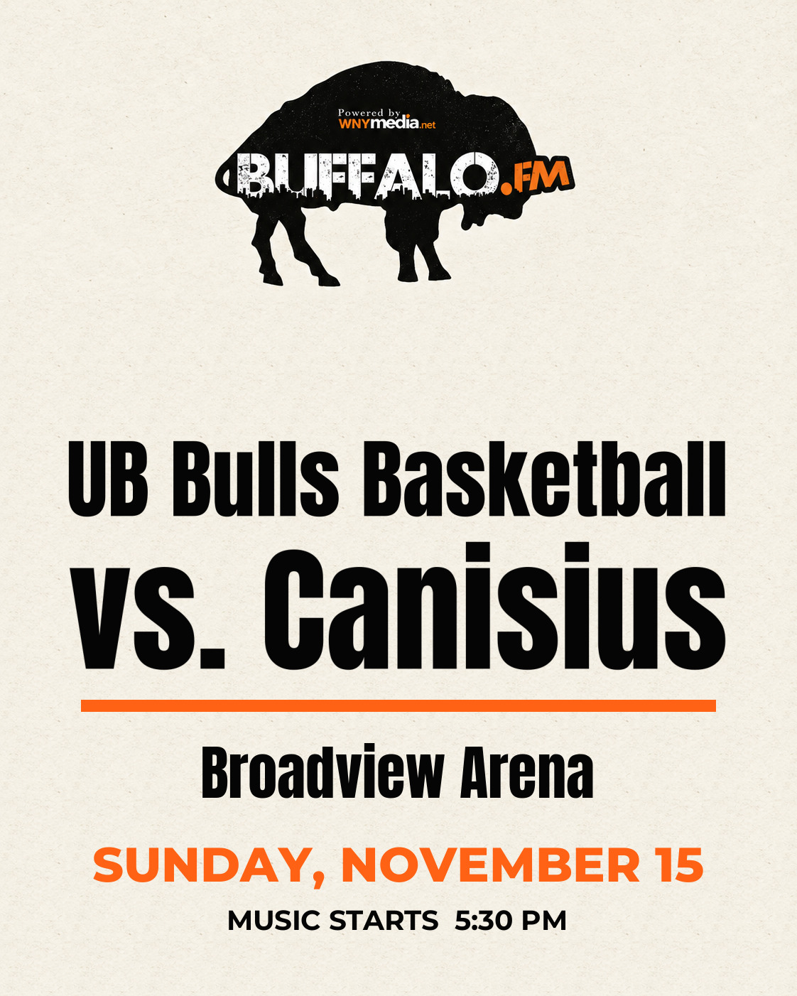 UB Bulls Basketball vs. Canisius at Broadview Arena, Sunday, November 15, 5:30 PM