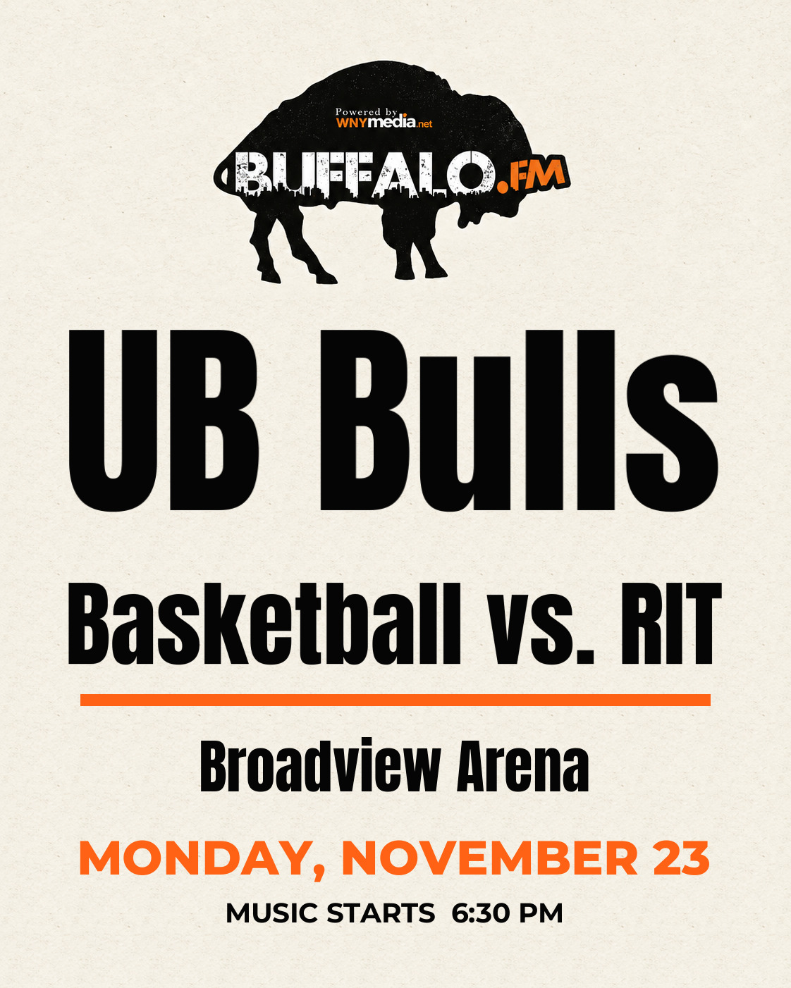 UB Bulls Basketball vs. RIT at Broadview Arena, Monday, November 23, 6:30 PM