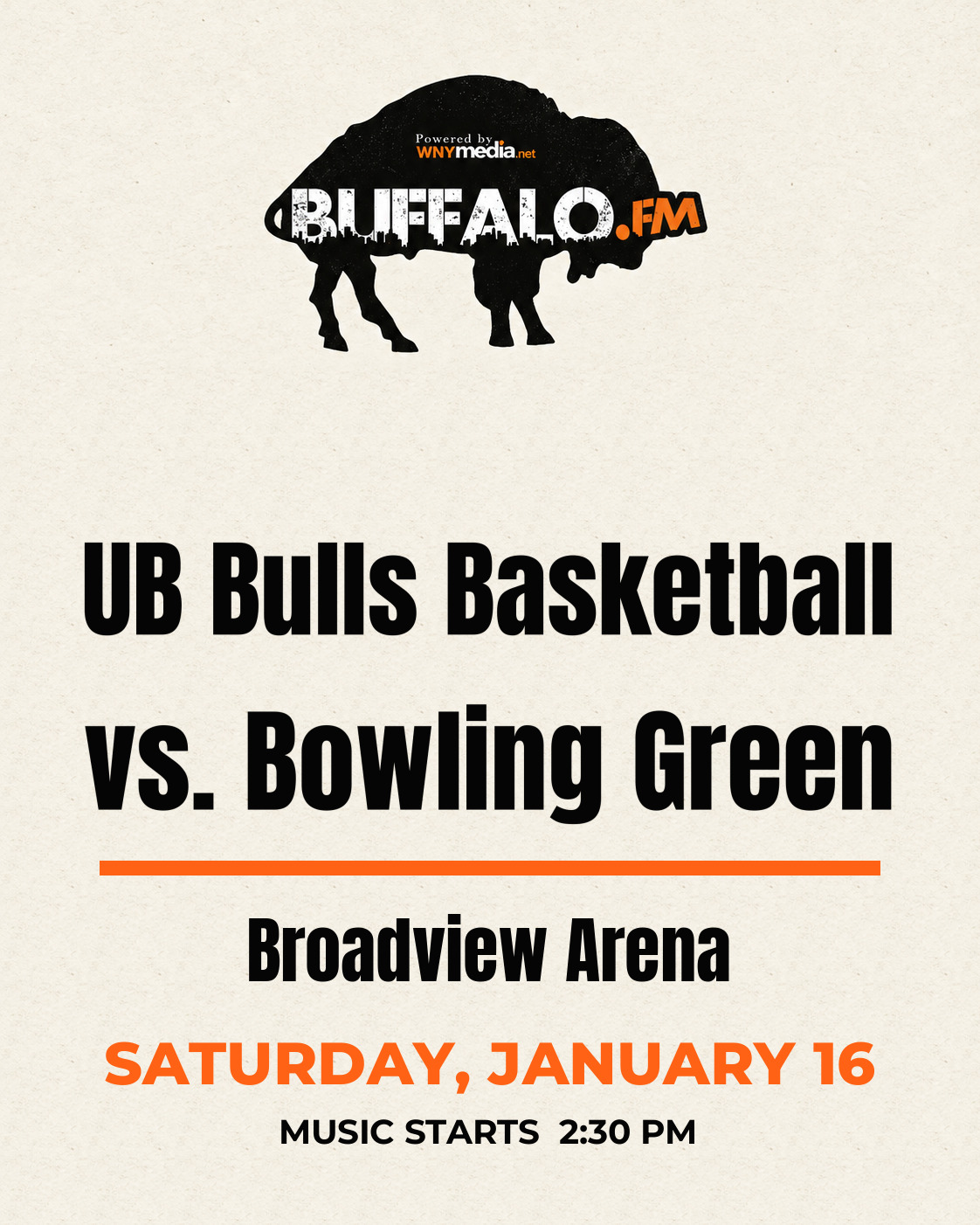 UB Bulls Basketball vs. Bowling Green at Broadview Arena, Saturday, January 16, 2:30 PM