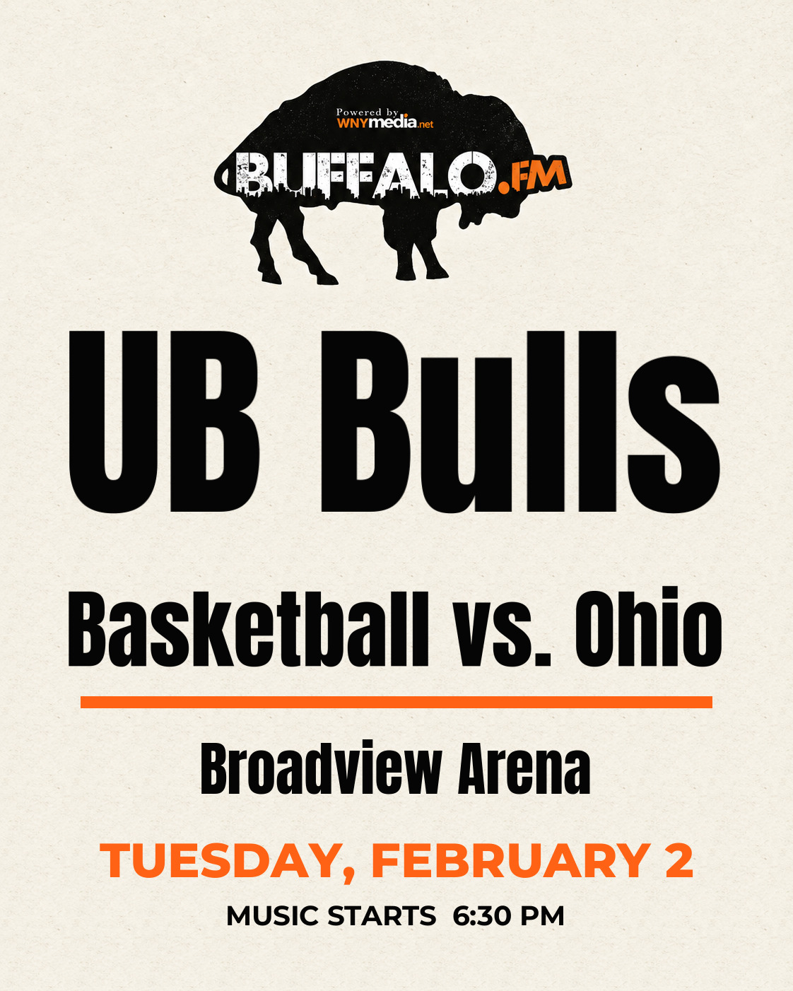 UB Bulls Basketball vs. Ohio at Broadview Arena, Tuesday, February 2, 6:30 PM