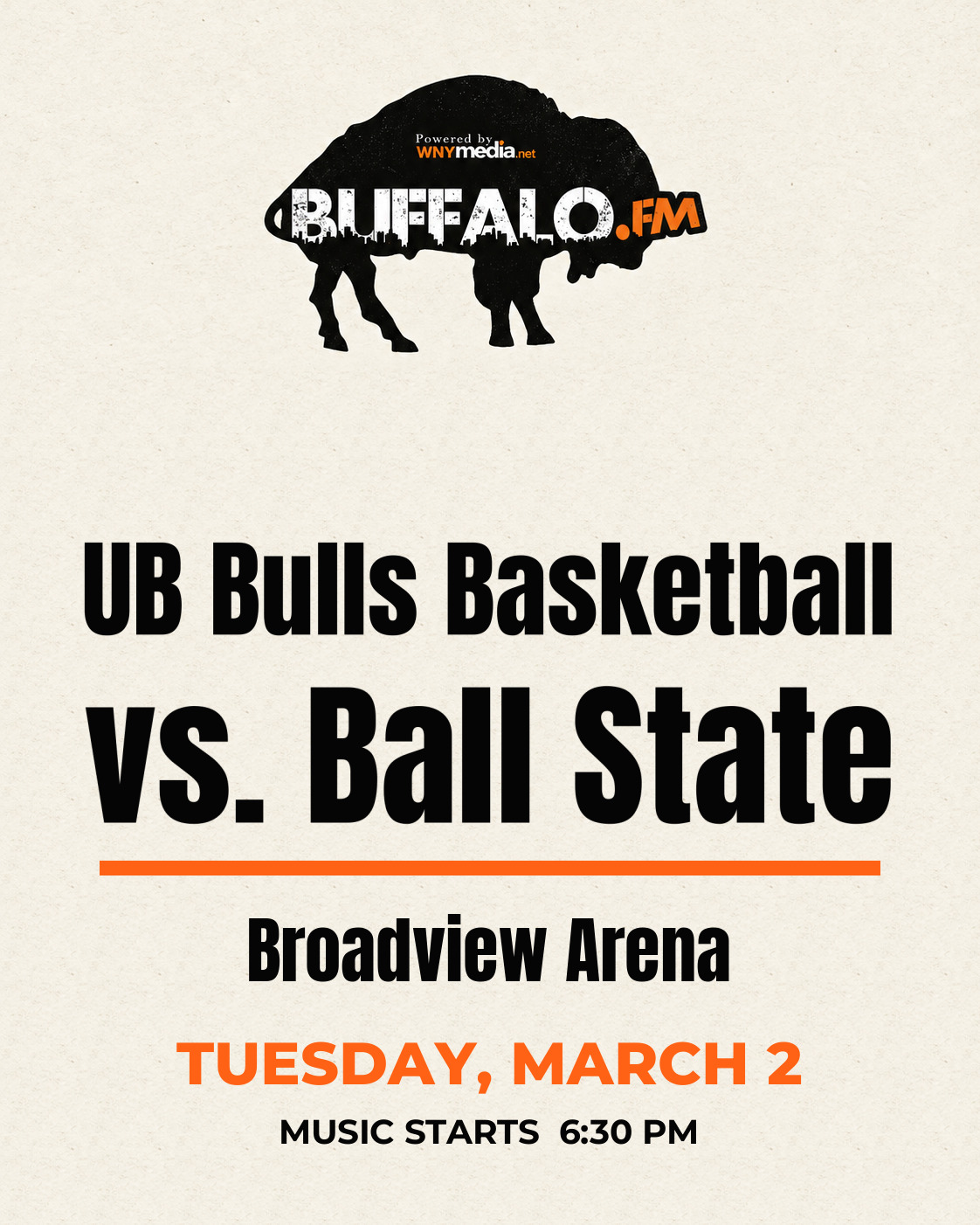 UB Bulls Basketball vs. Ball State at Broadview Arena, Tuesday, March 2, 6:30 PM