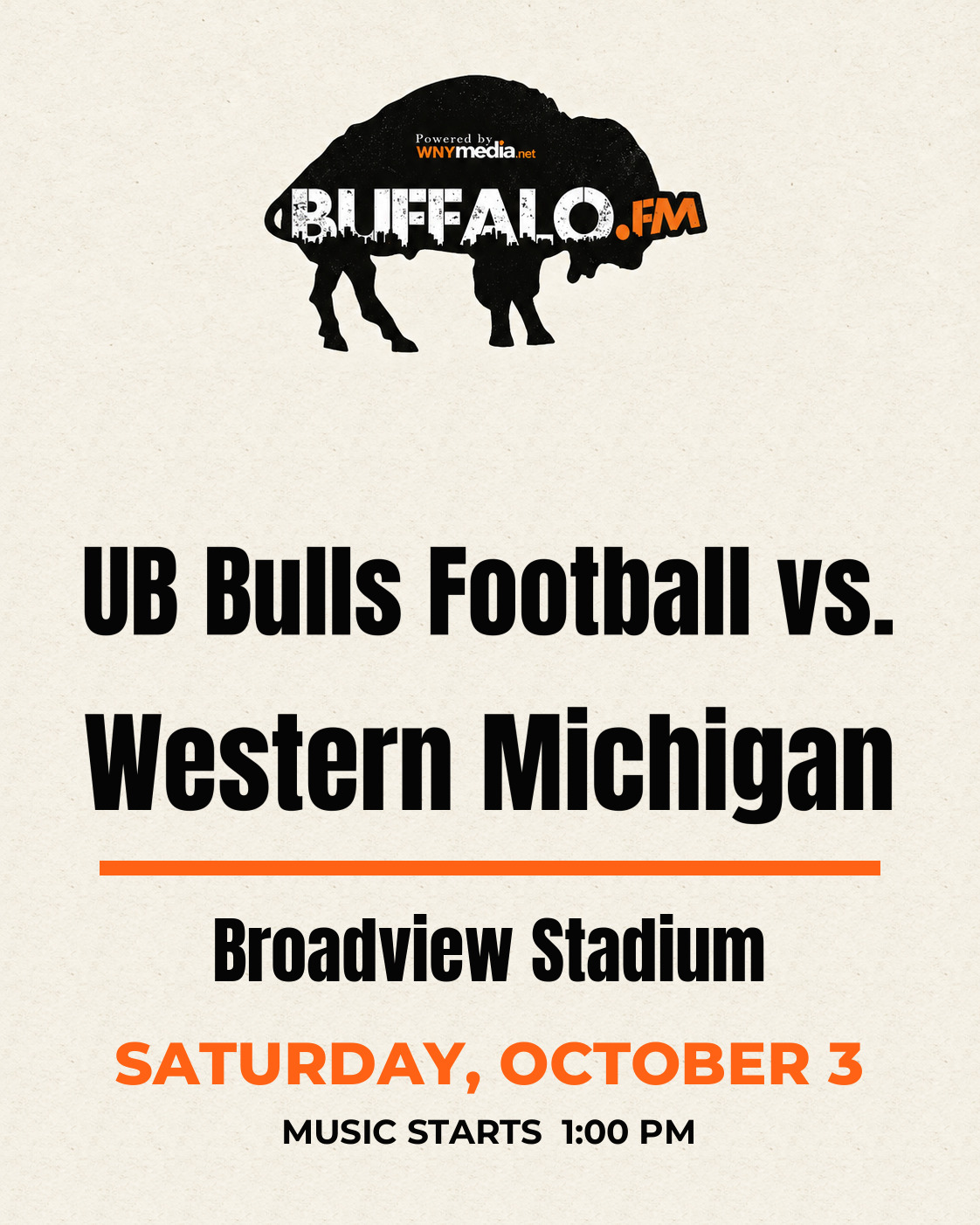 UB Bulls Football vs. Western Michigan at Broadview Stadium, Saturday, October 3, 1:00 PM