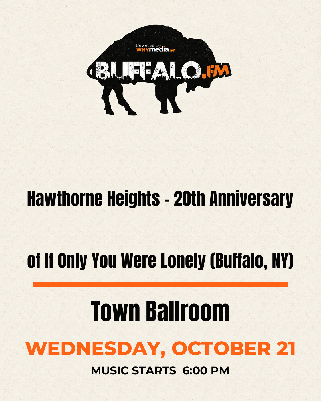 Hawthorne Heights - 20th Anniversary of If Only You Were Lonely (Buffalo, NY) at Town Ballroom, Wednesday, October 21, 6:00 PM