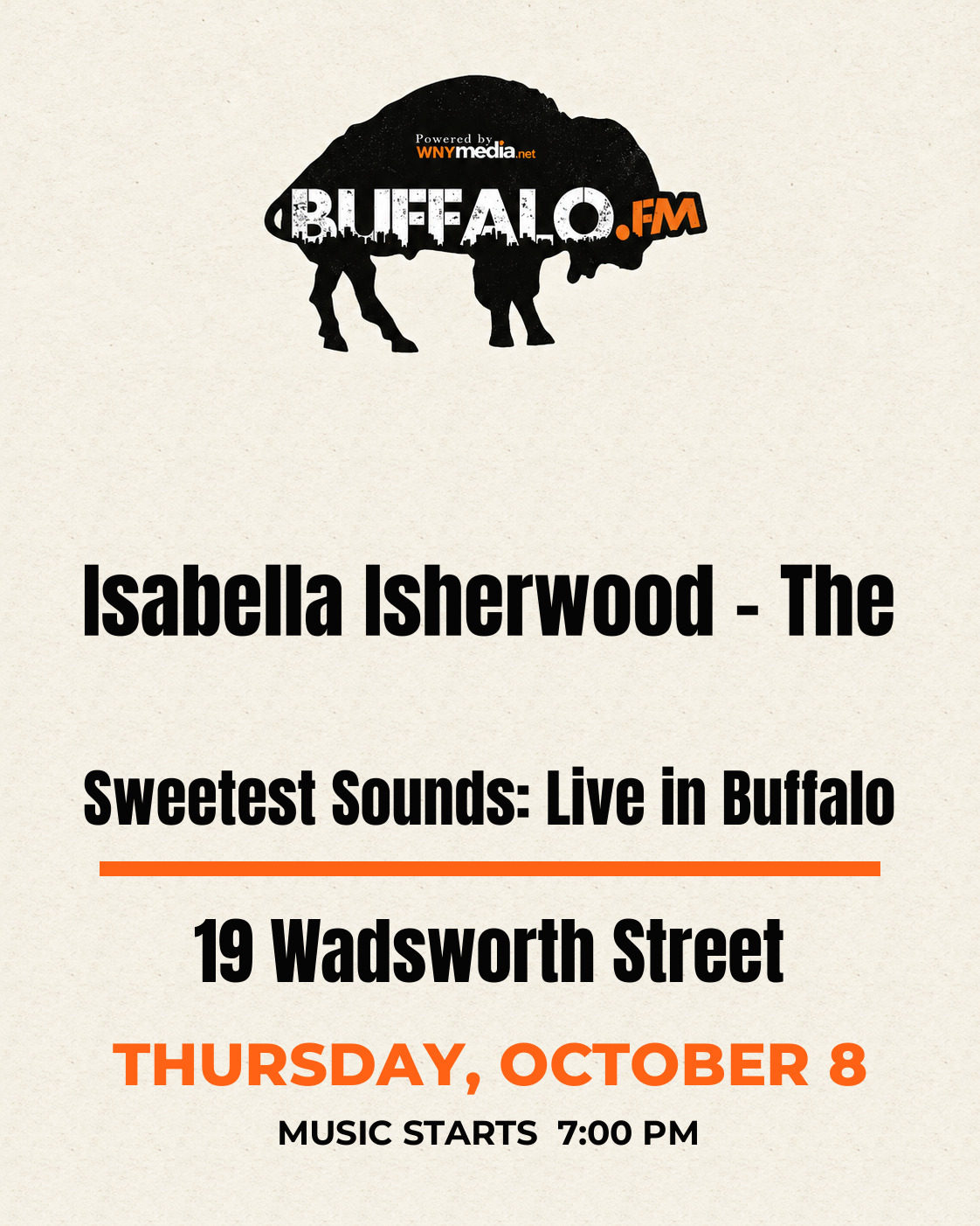 Isabella Isherwood - The Sweetest Sounds: Live in Buffalo at 19 Wadsworth Street, Thursday, October 8, 7:00 PM