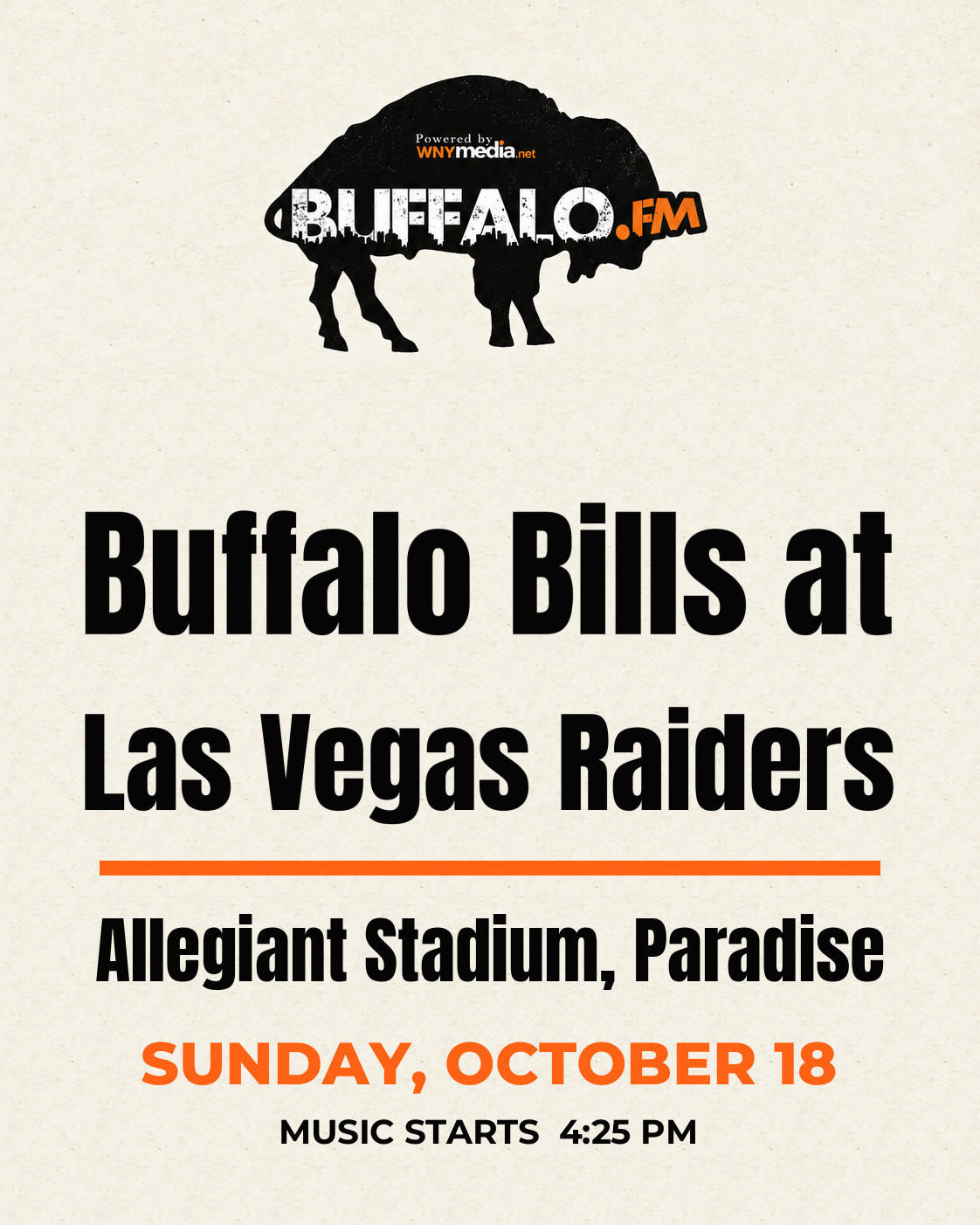 Buffalo Bills at Las Vegas Raiders at Allegiant Stadium, Paradise, Sunday, October 18, 4:25 PM