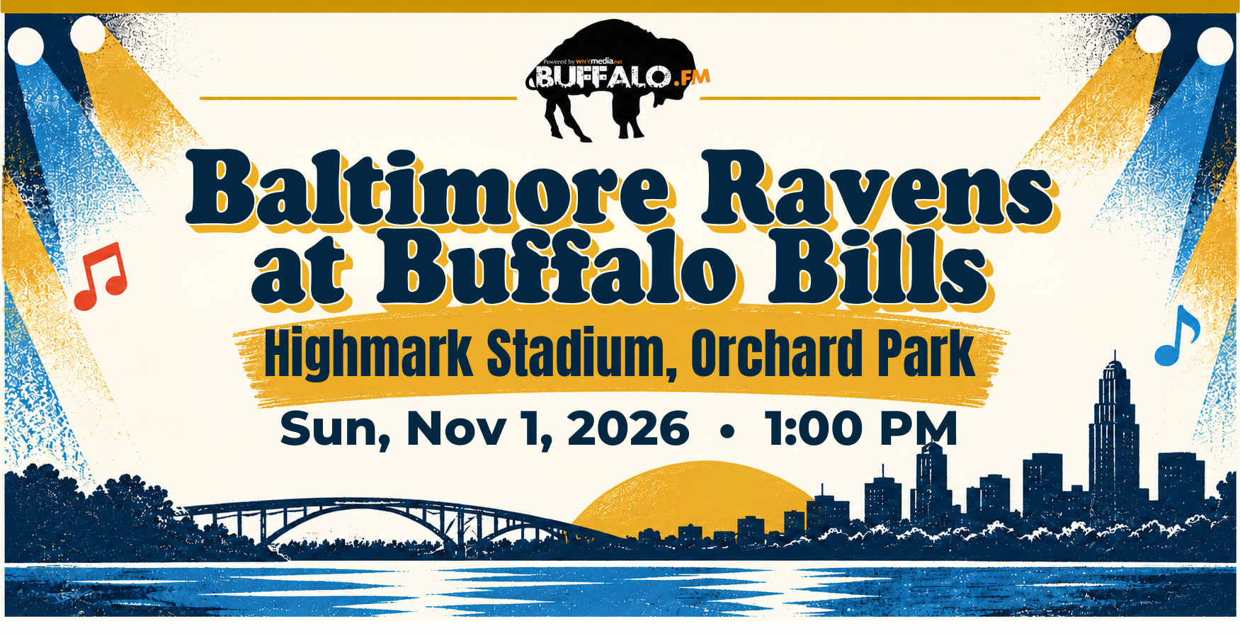 Baltimore Ravens at Buffalo Bills at Highmark Stadium, Orchard Park, Sun, Nov 1, 2026, 1:00 PM