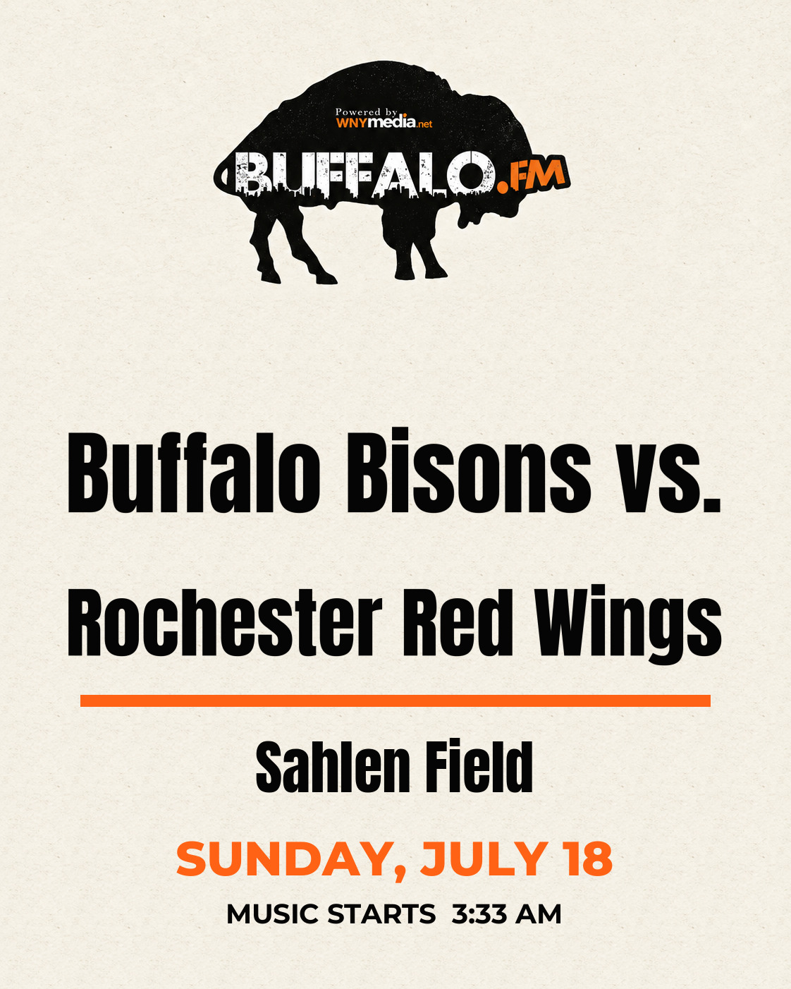 Buffalo Bisons vs. Rochester Red Wings at Sahlen Field, Sunday, July 18, 3:33 AM